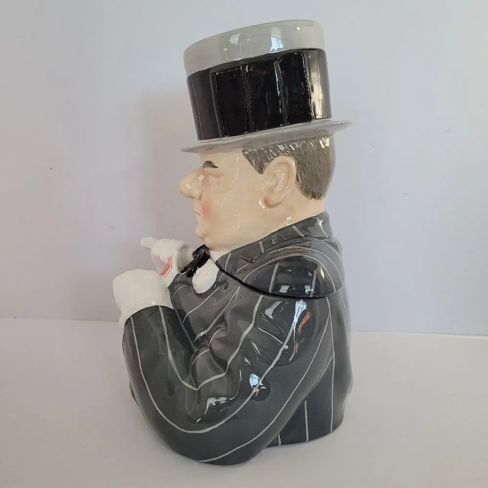Vintage W.C. Fields Playing Cards collectible cookie jar by Clay Art